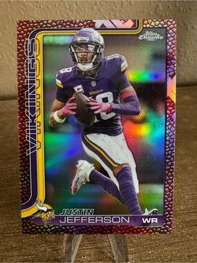 2025 Topps Chrome Football Justin Jefferson Pigskin Refractor #195
